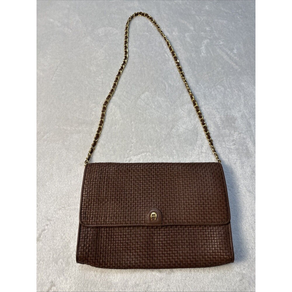 Vintage Etienne Aigner Woven Brown Crossbody Shoulder Handbag - Picture 2 of 14